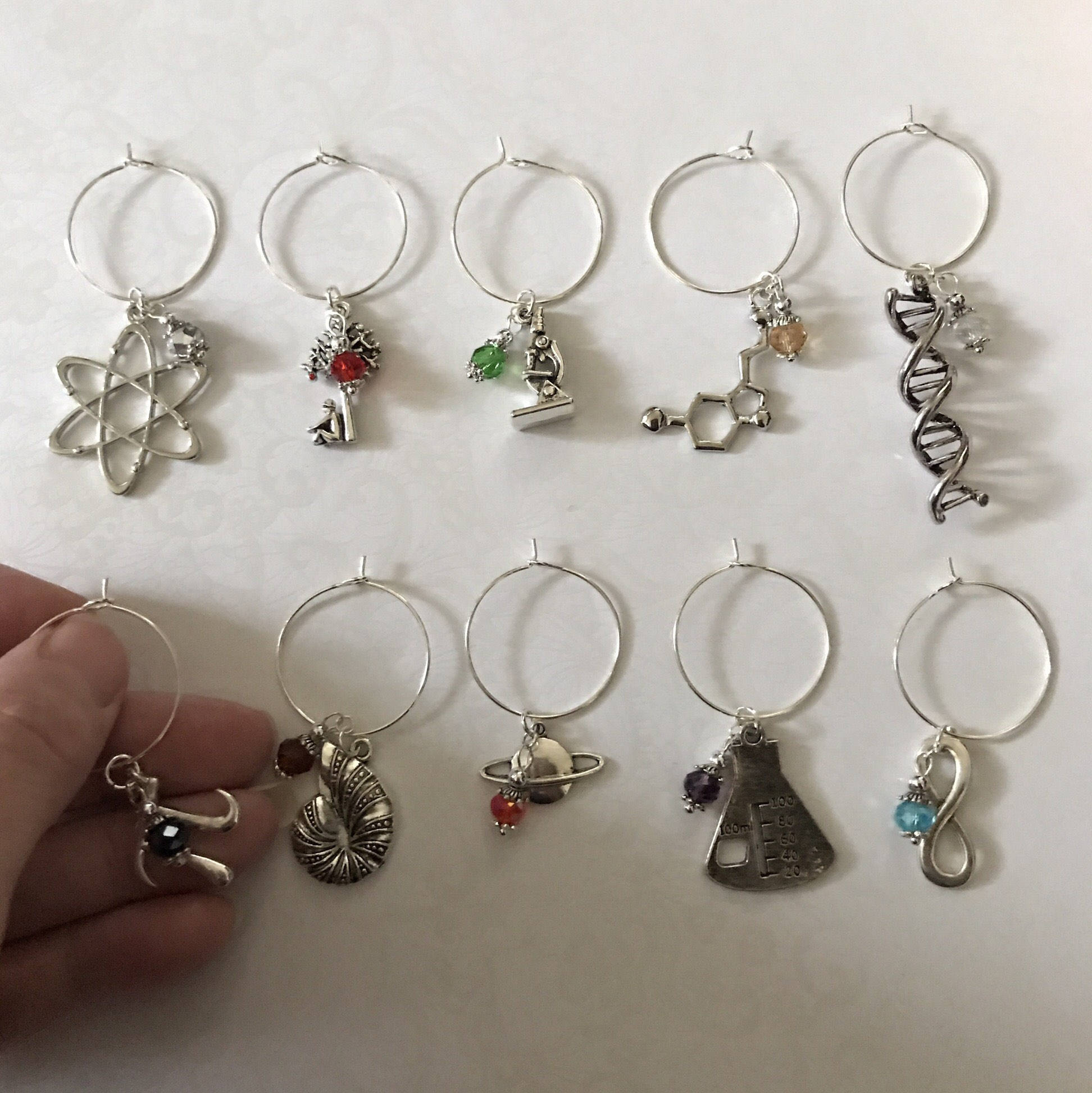 Science Wine Glass Charm Set of 10 Pi Double Helix Microscope Etsy