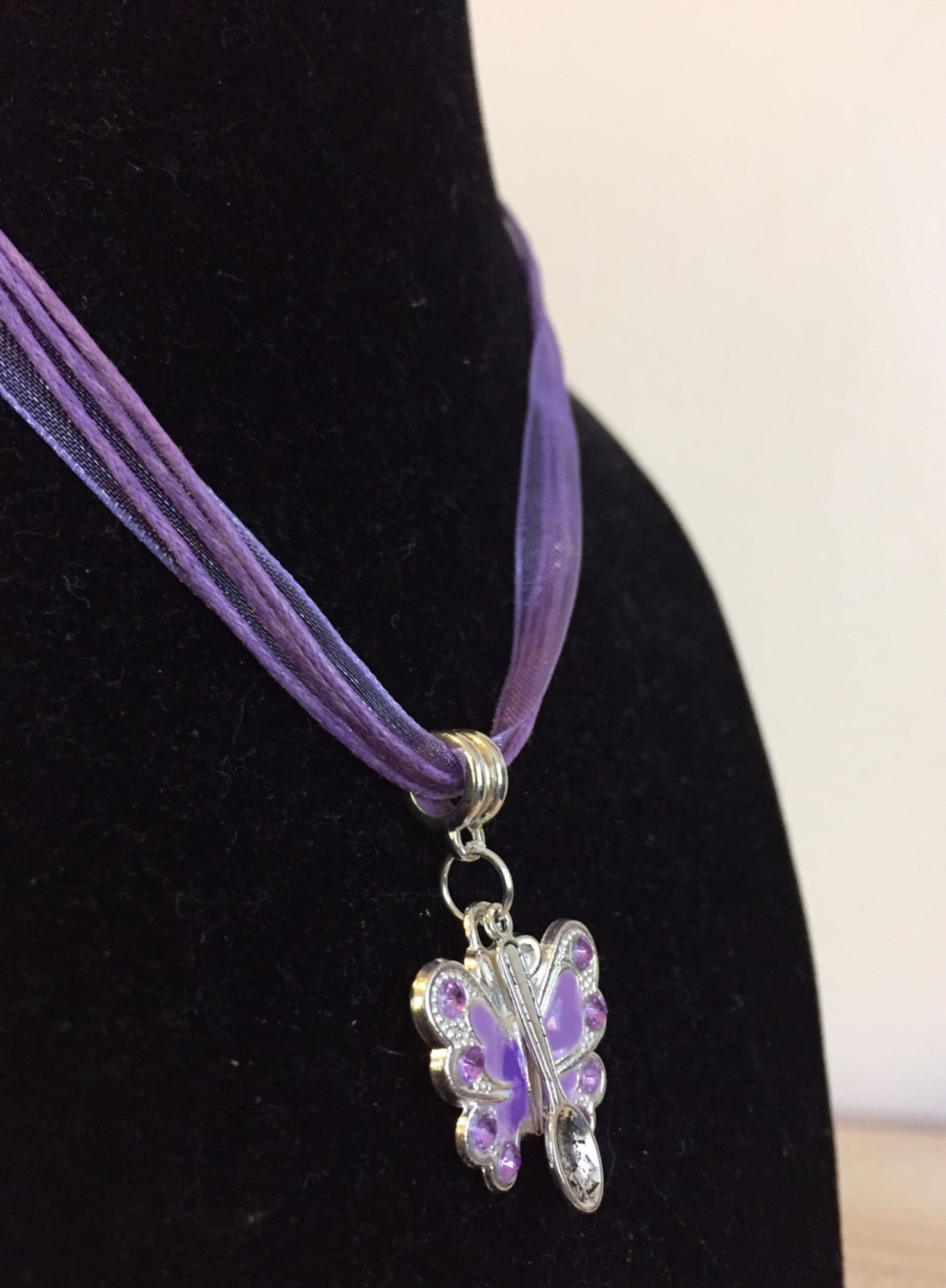 Purple Butterfly Spoon Theory Necklace Lupus Fibromyalgia Etsy
