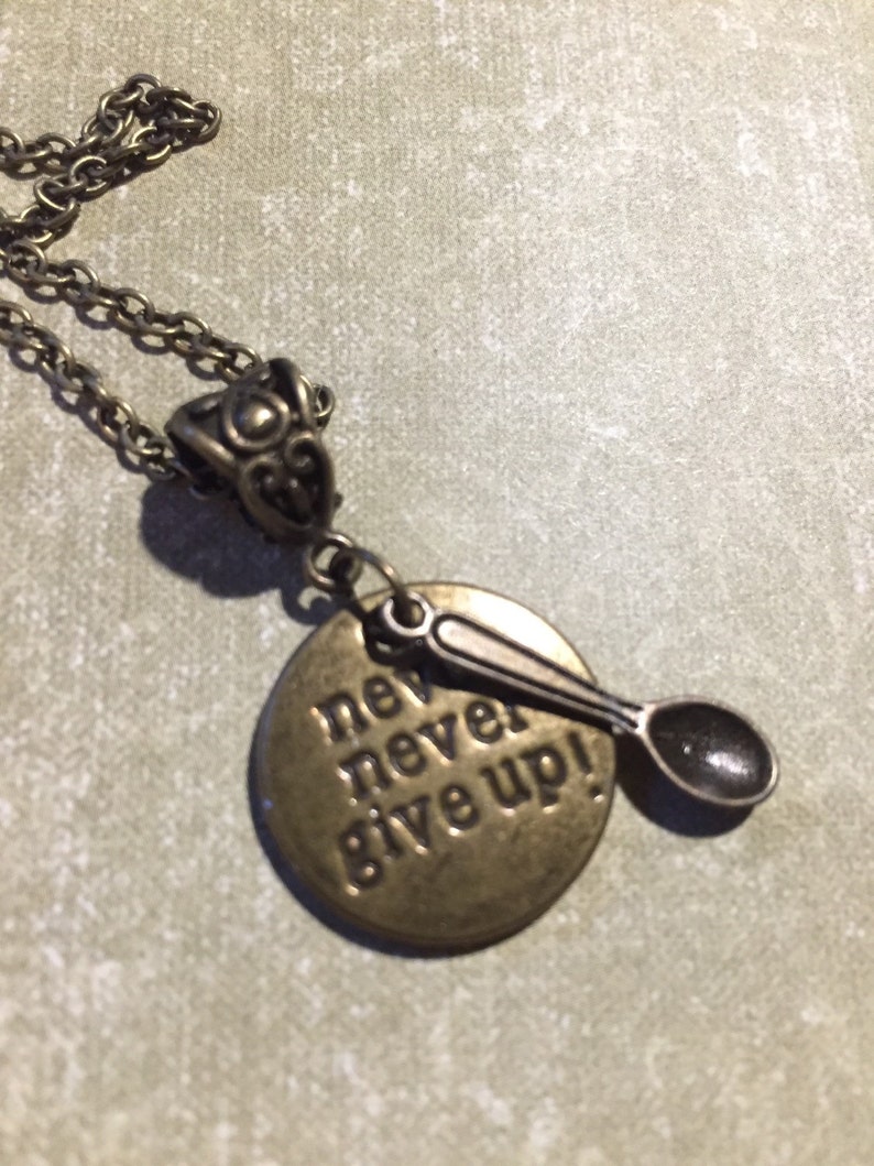 Never Give Up Necklace, Spoon Theory Necklace, Spoonie Necklace, Chronic Illness gift, CRPS, MS, Fibro gift, EDS gift, Lupus Gift image 1