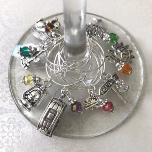 Camping Wine Glass Charms Set of 8 Great Gift! Cabin Road Trip Travel Trailer Camper Motorhome Nature Outdoors Woods Forest Adventure