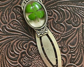 Four Leaf Clover Bookmark, Celtic Irish Good Luck Gift