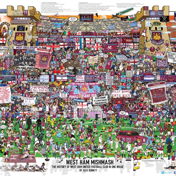 West Ham Mishmash - Die Geschichte des West Ham United Football Club in einem Bild vereint