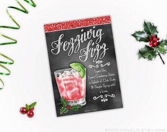 Holiday Bar Decoration - Fezziwig Fizz - Instant Download DIGITAL FILE - Great for Gift Baskets or Christmas Decorations