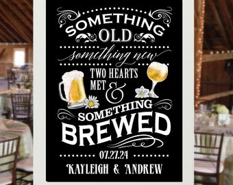 Customized Wedding Rehearsal Dinner Welcome Sign Something Brewed Vintage Style Something Old Something Brewed Printed, Rolled free shipping