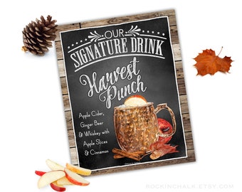 Harvest Punch (Mule Drink) - Autumn Signature Drink Sign | Engagement, Shower, Rehearsal, Wedding, Thanksgiving INSTANT DOWNLOAD