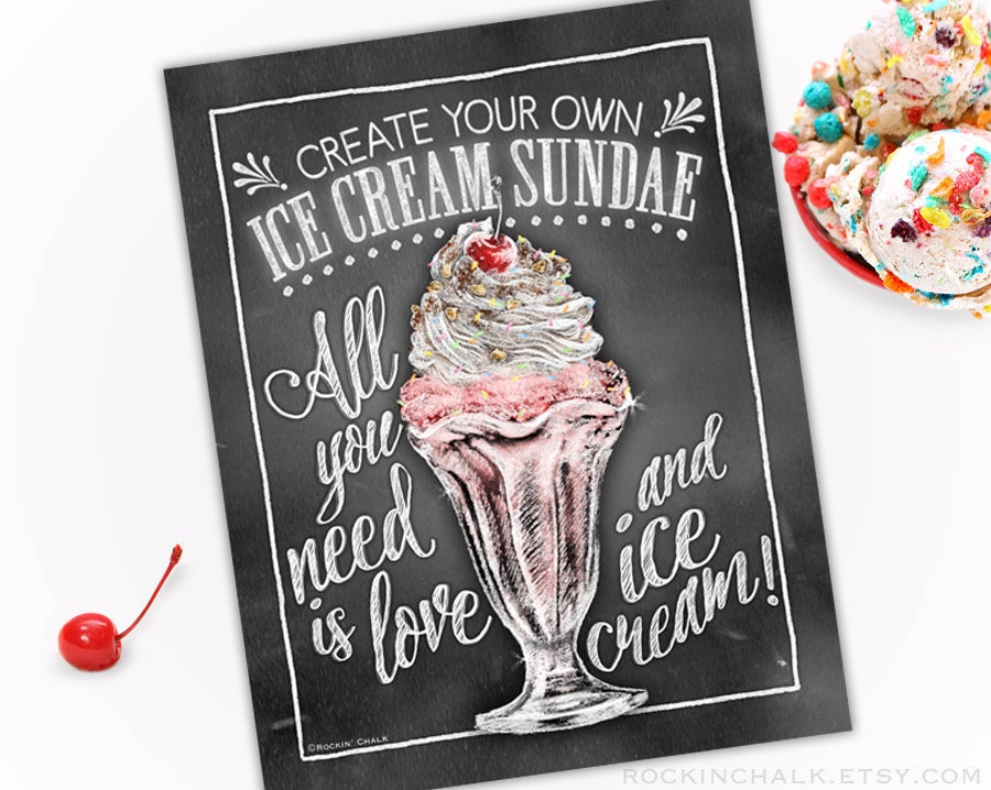 Printable Ice Cream Sundae Bar Sign All You Need Is Love And Etsy