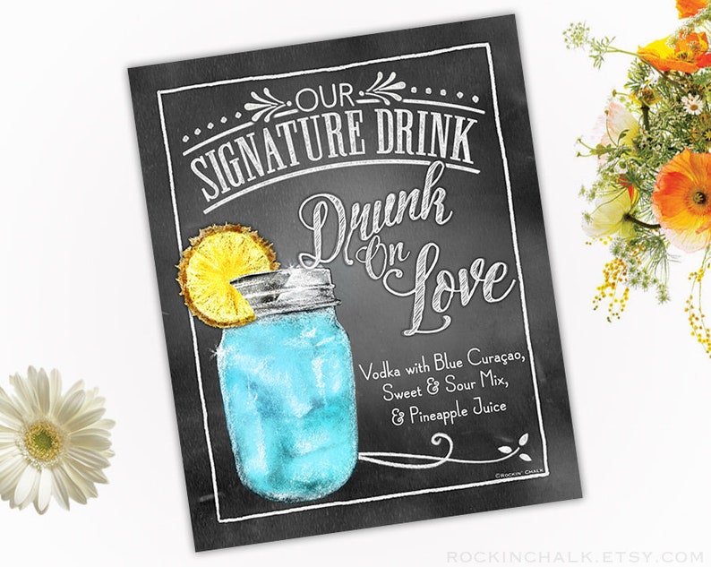 Drunk On Love Signature Cocktail Drink Sign Printable for ...