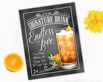 Download - Endlose Liebe Signatur Trinkschild mit Tafelborte - AS IS - AUSDRUCKBARE Party Dekoration - Sofortiger Download