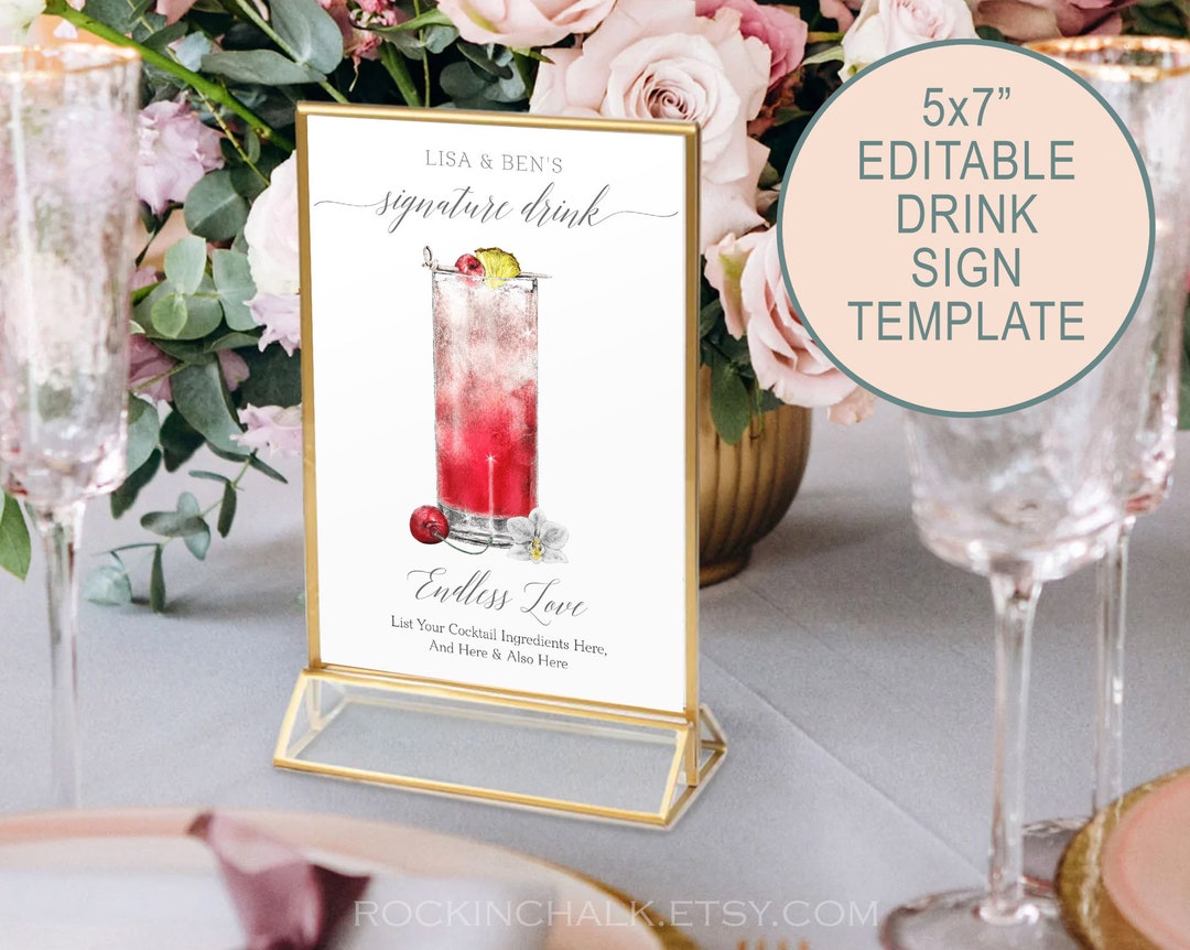 Signature Drink Sign Template Digital Download for Party Etsy Signature Drink Sign Template Digital Download for Party Etsy