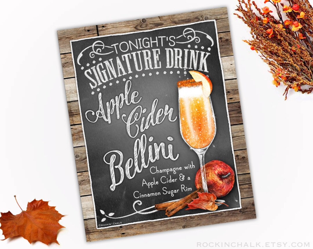 Download Apple Cider Bellini Signature Drink Sign With Rustic Wood ...