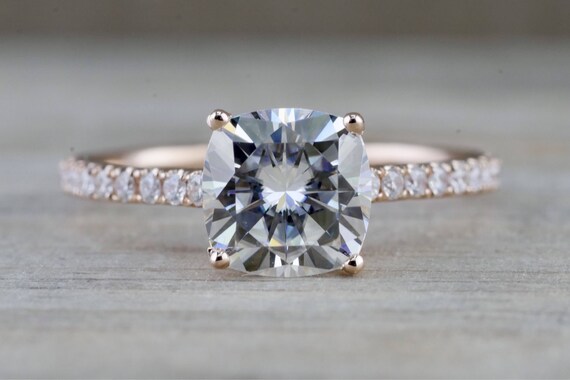 Payment Plan 14k Rose Gold Solitaire Cushion Cut Moissanite Etsy