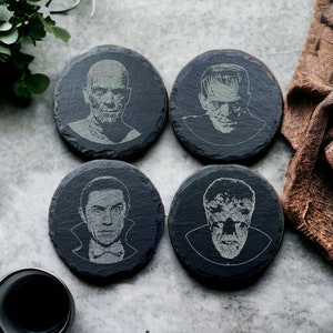 Classic Movie Monsters Coaster Set- Frankenstein, Wolfman, Dracula & the Mummy