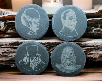 Classic Movie Monsters Coaster Set- Bride of Frankenstein, Phantom of the Opera, London after Midnight, Creature from the Black Lagoon