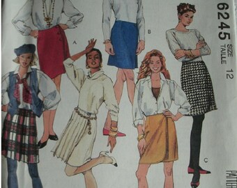 Misses Wrap Skirts in Two Lengths Size 12 McCalls Pattern 6245  NEW UNCUT 1992