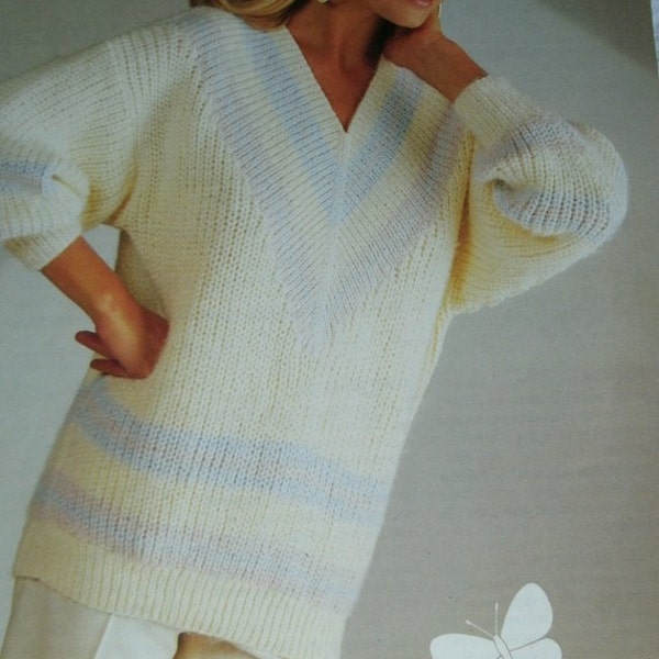 Womens Sweater to Knit - Papillon by Hayfield Textiles UK - Bust Sizes 30-38 Inches - Very Easy to Knit, Loose and Comfortable