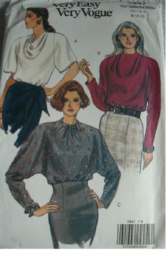 Vogue 8362 Misses/'Misses/' Petite Blouse Sewing Pattern Pattern Size 8-10-12-14 Uncut