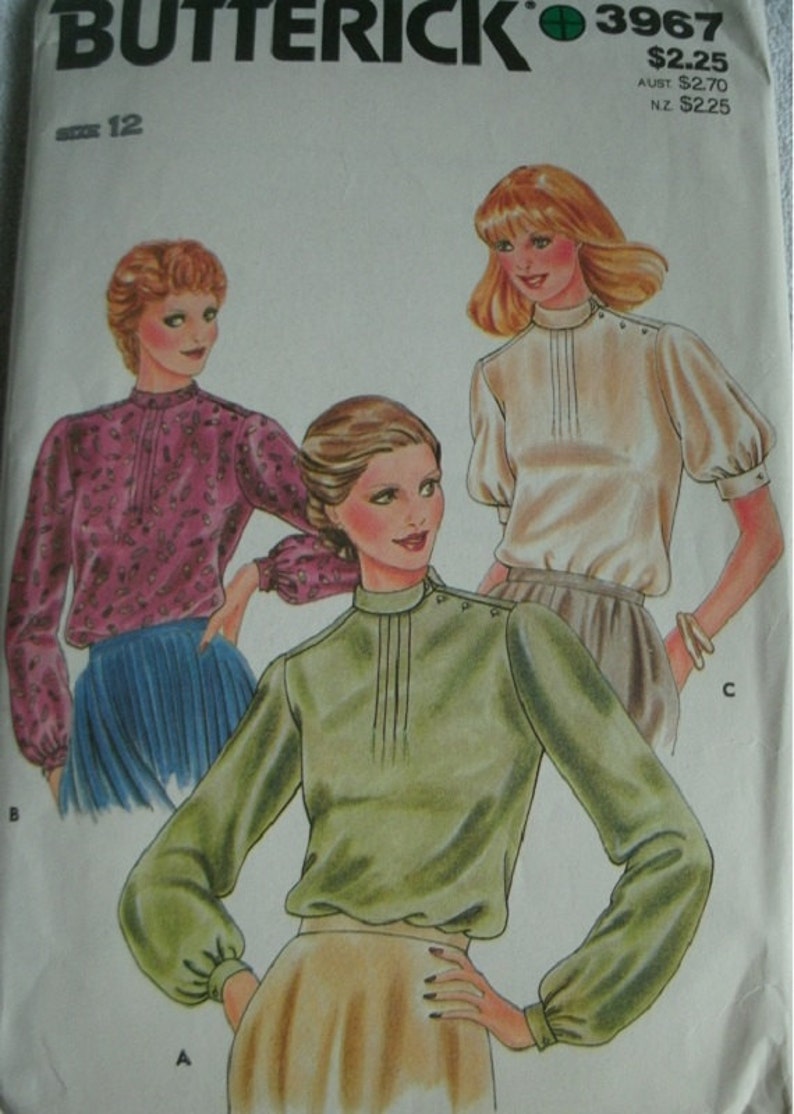 Misses Blouses with Sleeve Variation Size 12 Butterick VINTAGE Pattern 3967 1970-1980's Pattern UNCUT Pattern Excellent Condition image 1