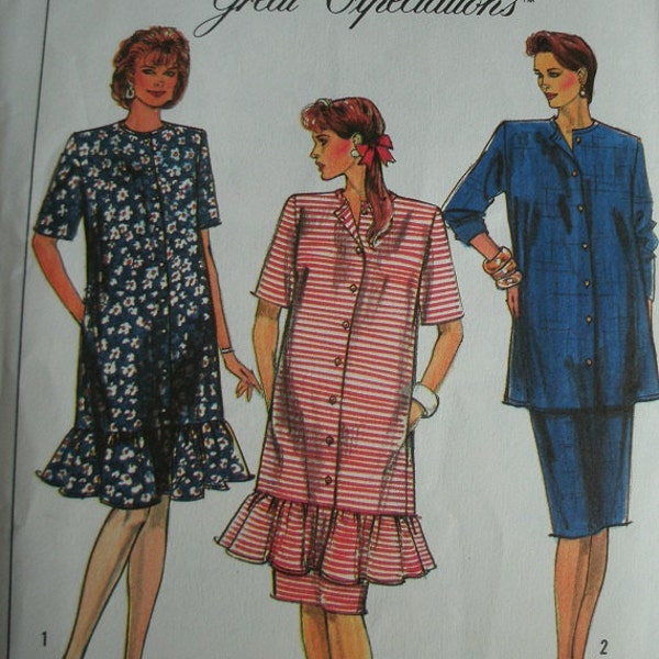 Size 14 Maternity Skirt and Dress or Tunic in Misses Sizes Simplicity Great Expectations Lady Madonna Pattern 9030 UNCUT Pattern 1989