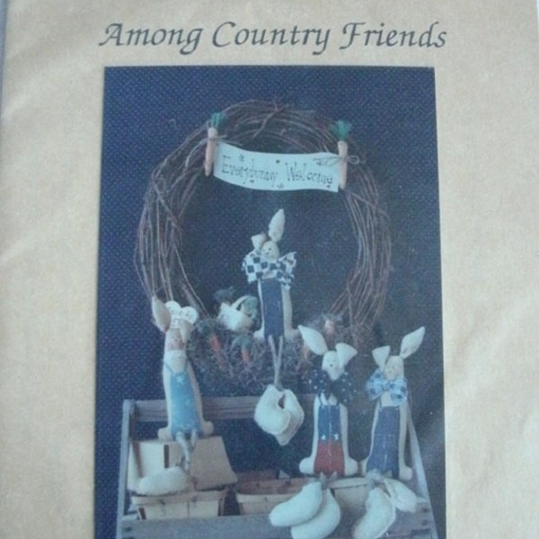 Among Country Friends Pattern 102 "Harvey, Harriette, & Uncle Sam Decorative Painting and Sewing Pattern UNCUT Pattern