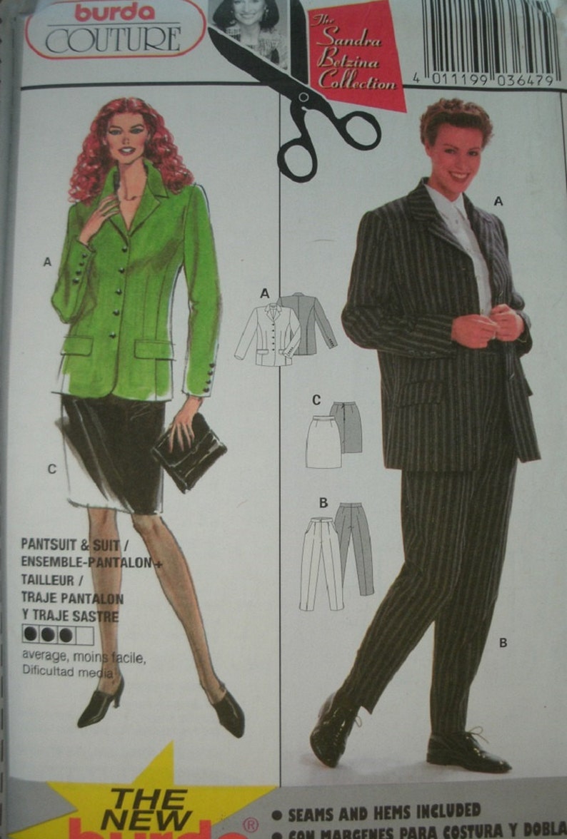 Misses Pantsuit and Suit Sizes 6-8-10-12-14-16-18 Burda Couture The Sandra Betzina Collection Pattern 3647 Rated Average Difficulty UNCUT image 1