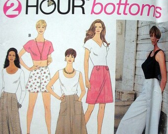 Simplicity 2 Hour Bottoms Pattern 8958 Misses Full Pants, Shorts and Skirt in 2 Lengths, Sizes 12-14-16 UNCUT Pattern - Easy to Sew