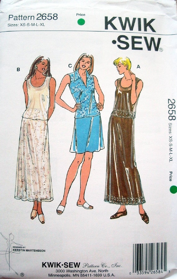 Kwik Sew Pattern 2658 Misses Skirts and Tops With Variations Size
