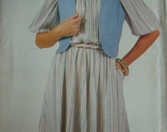 Misses Loose Fitting Pullover Dress and Vest Sizes 8-10-12 Butterick See & Sew Pattern 3874 Vintage 1980's UNCUT PATTERN