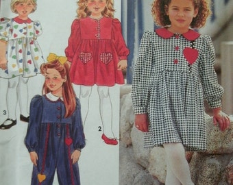 Girls Dress and Jumpsuit Sizes 2-3-4 Simplicity Pattern 7969 UNCUT PATTERN Lovely Condition Dated 1992