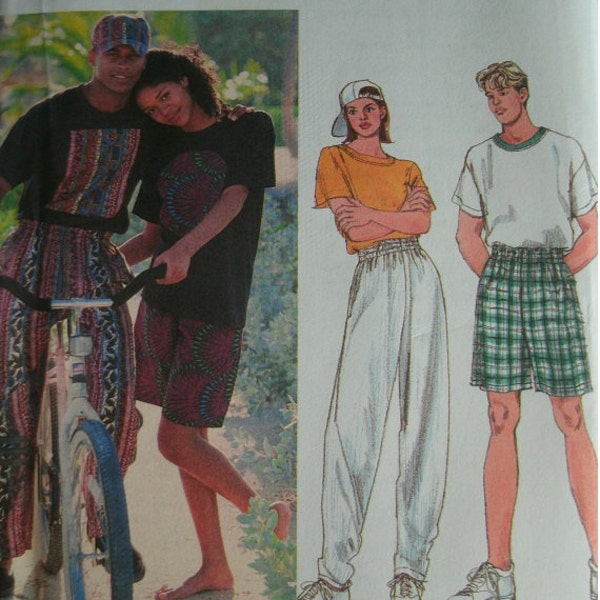 Misses, Mens and Teens Pull-On Pants or Shorts, Top and Cap Sizes Chest/Bust 30-40 Hip 31-41 Simplicity 2 Hour Pattern 9023 Easy UNCUT 1994