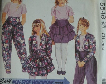 Girls Lined Jacket, Top, Skirt and Pants Girls Size 7-8-10 EASY Non-Stop Wardrobe For Kids McCalls pattern 5546 UNCUT 1991