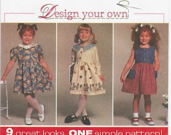 Design Your Own - Simplicity  Pattern 7079 - Girls Size 3-6 Great Looks ONE Simple Pattern  UNCUT, FACTORYFOLDED Dated 1996