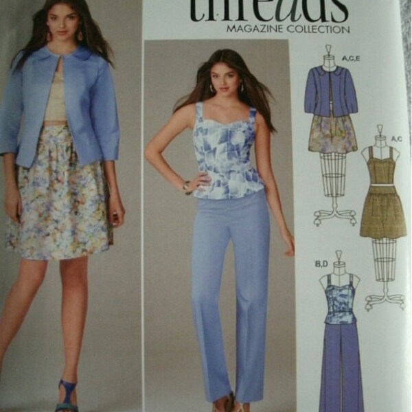 Misses Top in 2 Lengths, Pants, Skirt and Jacket Sizes 4-6-8-10-12 Simplicity Threads Magazine Collection Pattern 1664 UNCUT NEW  2013