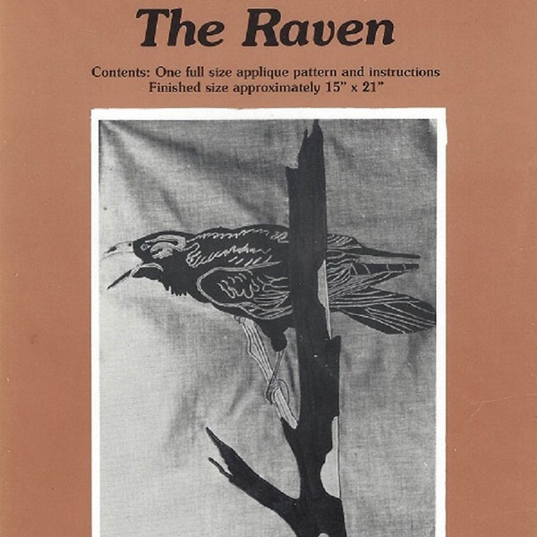 Le Corbeau - un modèle d’Applique à la Machine et des Instructions par Yours Truly - fini grandeur 15 "x 21" nouvelle non-coupe bon état