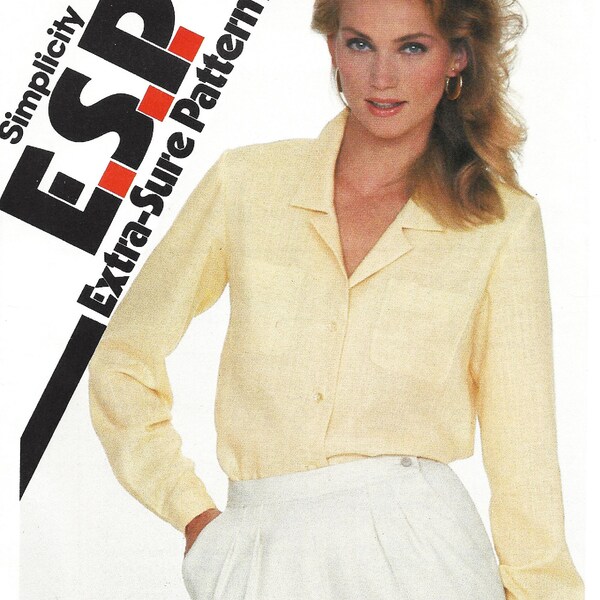 Simplicity E.S.P. Vintage Pattern 5339 Misses Size 10-12-14 Misses Button Front Blouse UNCUT PATTERN Lovely Condition 1981