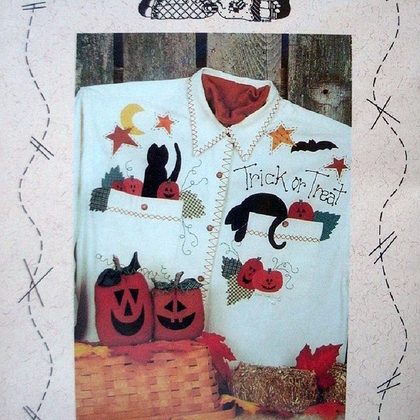 Halloween Applique Pattern 140 From Simply Friends - Trick or Treat! Design to Adorn Shirt and Decorative Jack-o-Lanterns  NEW PATTERN