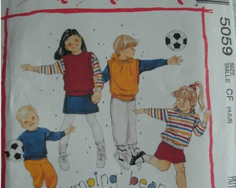 Boys and Girls Tops or Vest, Skirt and Pants for Stretch Knits Child Size 4-5-6 EASY Mccalls Jumping Beans Pattern 5059 UNCUT 1990