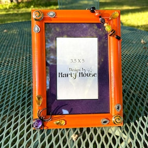 Kids Picture Frame/3.5x5 Halloween Picture Frame/Spider Picture Frame/Goth Picture Frame/Kids Halloween Picture Frame/Orange Picture Frame