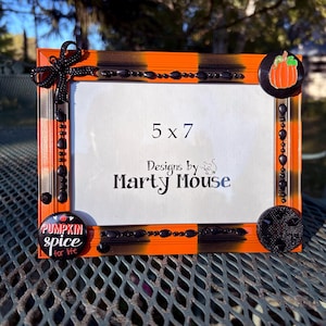 Pumpkin Spice Picture Frame/Halloween Picture Frame/5x7 Pumpkin Picture Frame/Fall Picture Frame/5x7 Orange Picture Frame