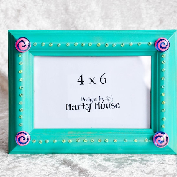 Mermaid Picture Frame/Funky Picture Frame/Kids Picture Frame/Sea Foam Green Picture Frame/Sea Foam and Pink Frame/Beach Picture Frame