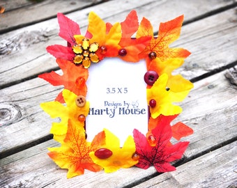3.5x5 Kids Picture Frame/Kids Picture Frame/Fall Picture Frame/Autumn Picture Frame/Maple Leaf Picture Frame/Happy Picture Frame/Hippy Frame