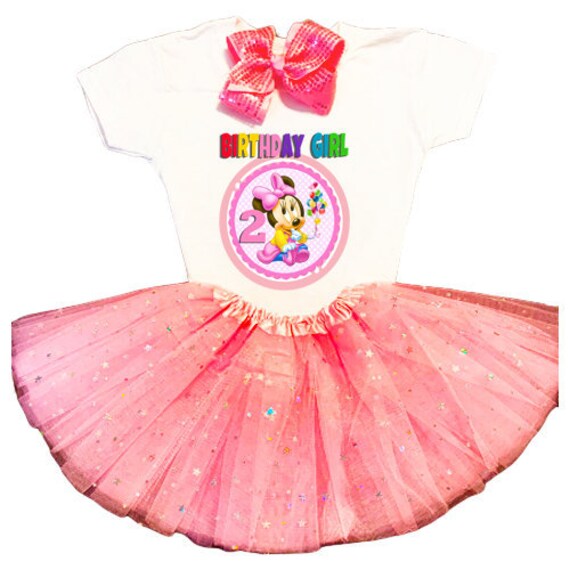 MINNIE MOUSE Dress **NAME** 2nd second 2 Birthday pink Tutu dress Fast Shipping