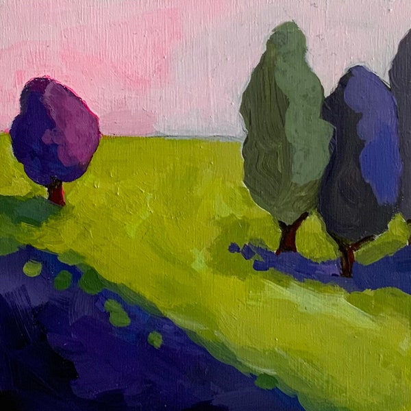 Original Landscape Painting, Landscape Original Art  6 x 6 inches