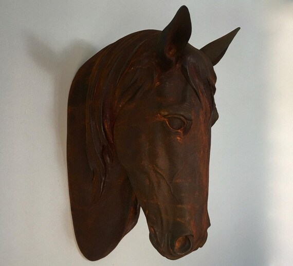 Large Faux Taxidermy Horse Head Wall Mount Hanging Rust Etsy