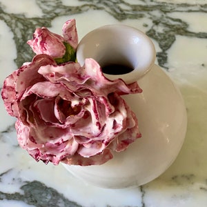 White Glaze Ceramic Vase with Hand Painted Flowers Bud Vase Vessel with Porcelain Style Flowers One of a Kind Shower Gift MySecretLite image 8