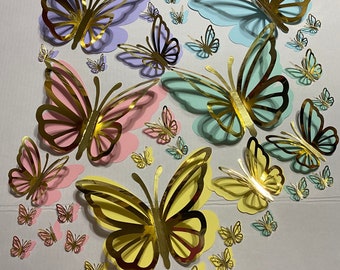 40pcs 3D paper Butterflies wall decor, or a little girls room.
