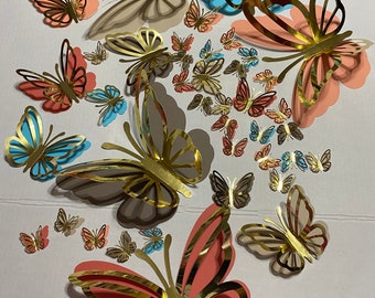 40pcs 3D Paper Butterflies wall decor, little girls room decor.