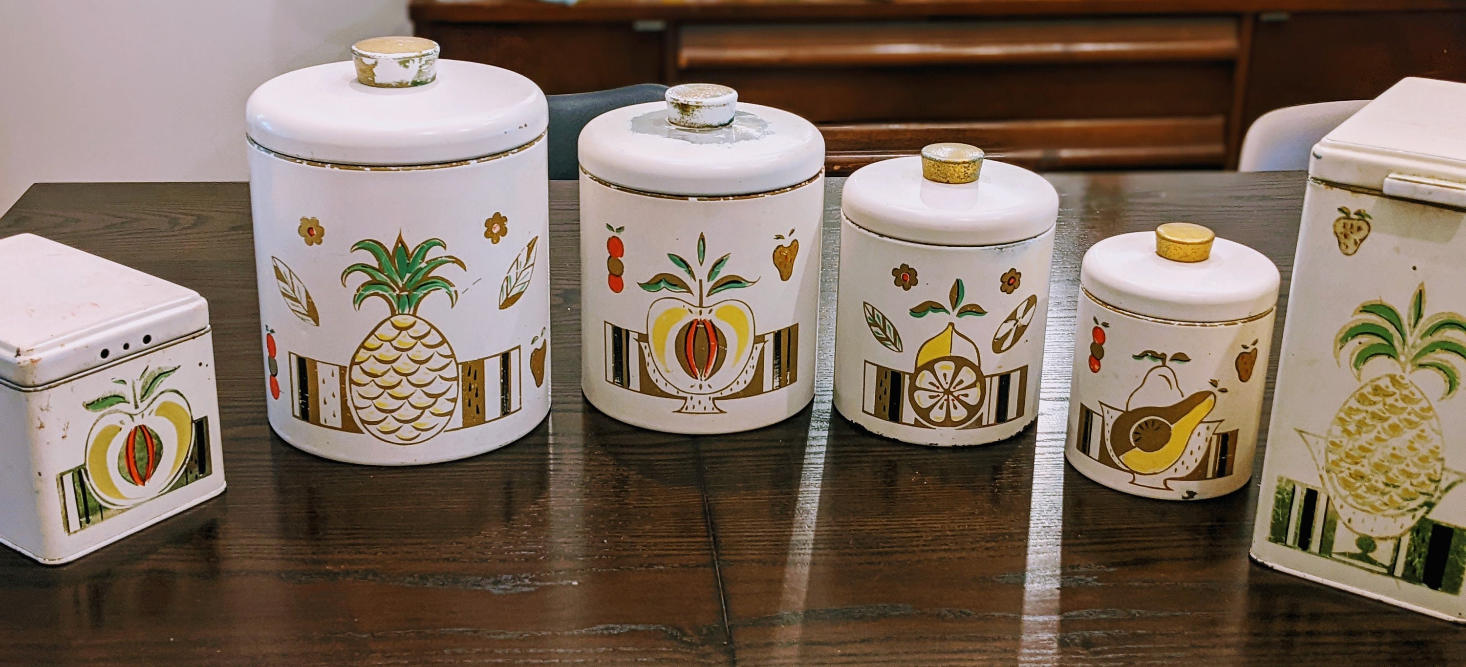 ランズバーグ社キャニスター ヴィンテージ ランズバーグ ペイントフルーツキャニスター - 6 個