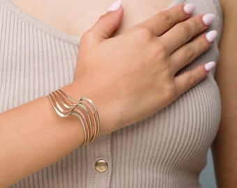 Handwoven Copper Cuff Bracelet: Pure & White Copper Blend