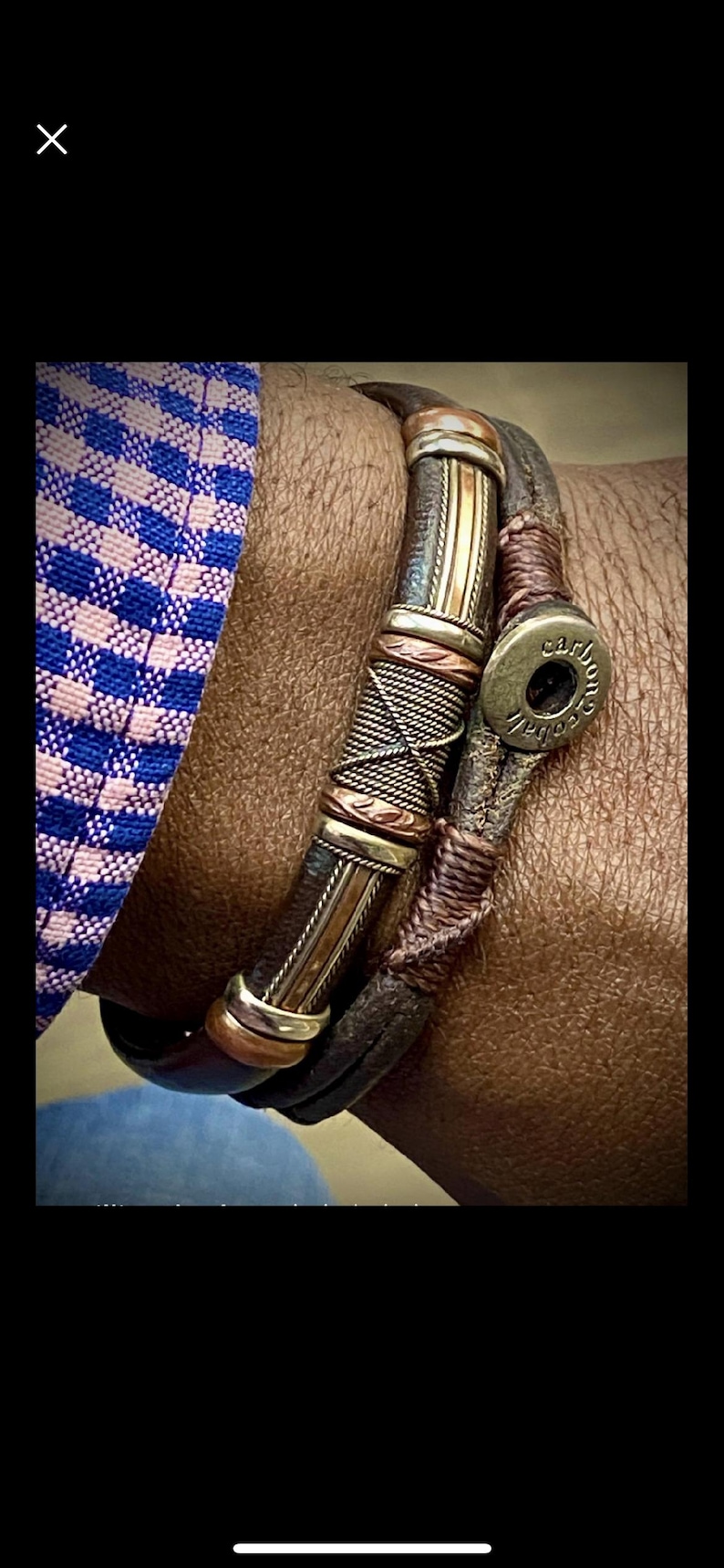 Pulsera de cuero y cobre: brazalete unisex ajustable, ideal para él y para ella, regalo de Navidad para hombres y mujeres, pulsera de la amistad o de pareja. imagen 15