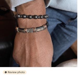 Pulsera de cuero y cobre: brazalete unisex ajustable, ideal para él y para ella, regalo de Navidad para hombres y mujeres, pulsera de la amistad o de pareja. imagen 14